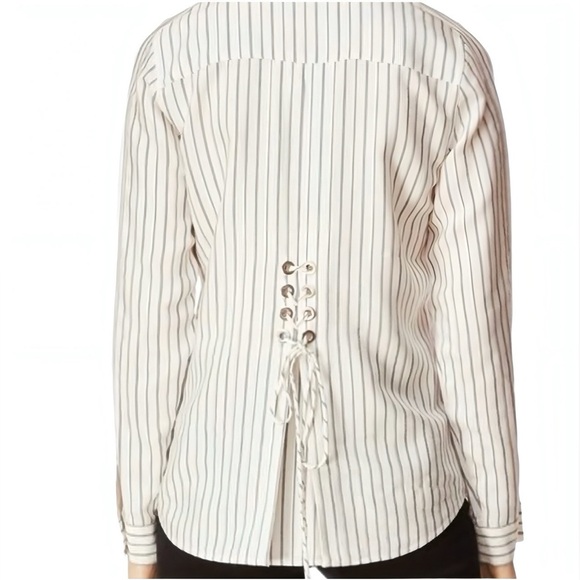 J Brand Peyton Utility Satin Viscose Stripe Shirt 
 Size S - Picture 2 of 10